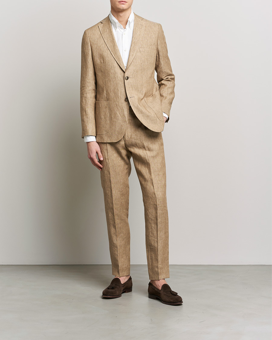Heren | Blazers | Morris | Archie Linen Suit Blazer Khaki