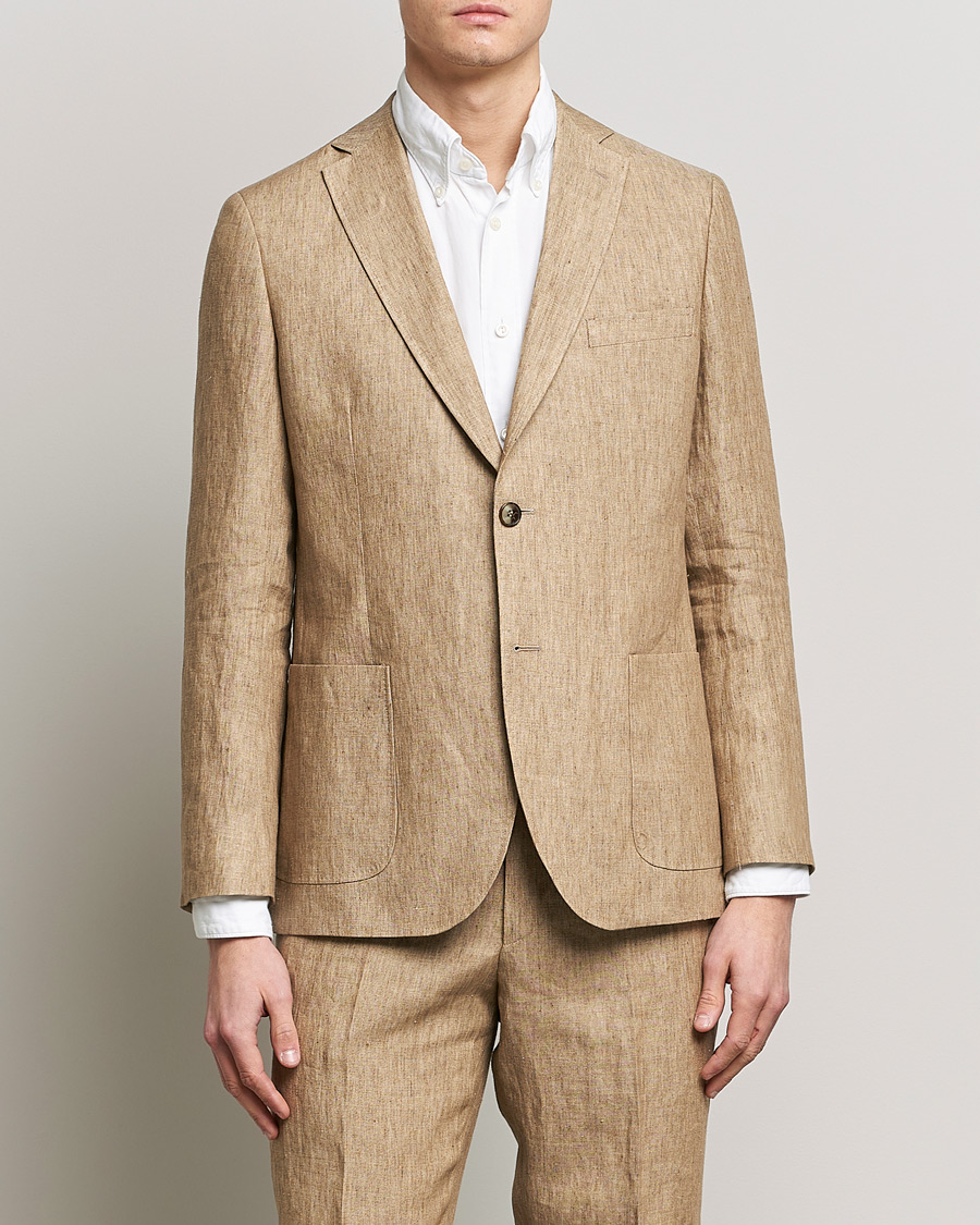 Heren | Blazers | Morris | Archie Linen Suit Blazer Khaki