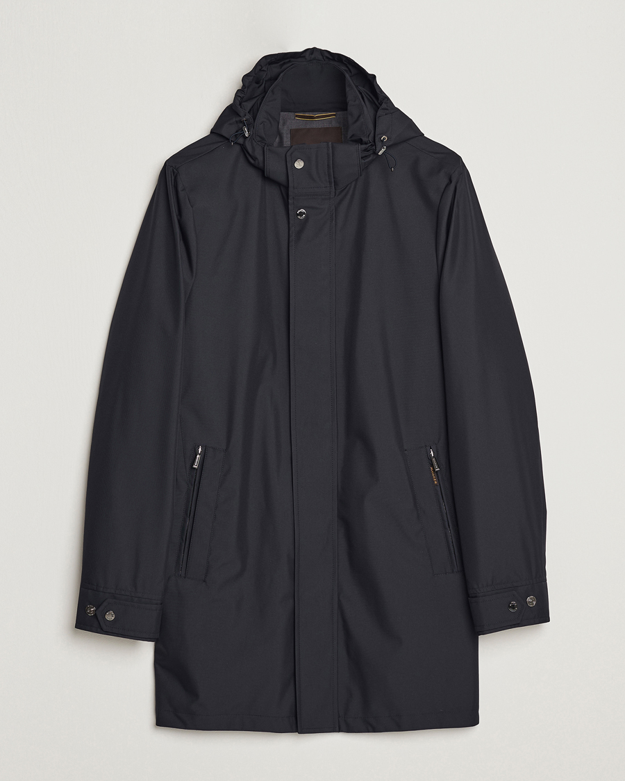 Heren | Jassen | MooRER | Waterproof Hooded Coat Dark Blue