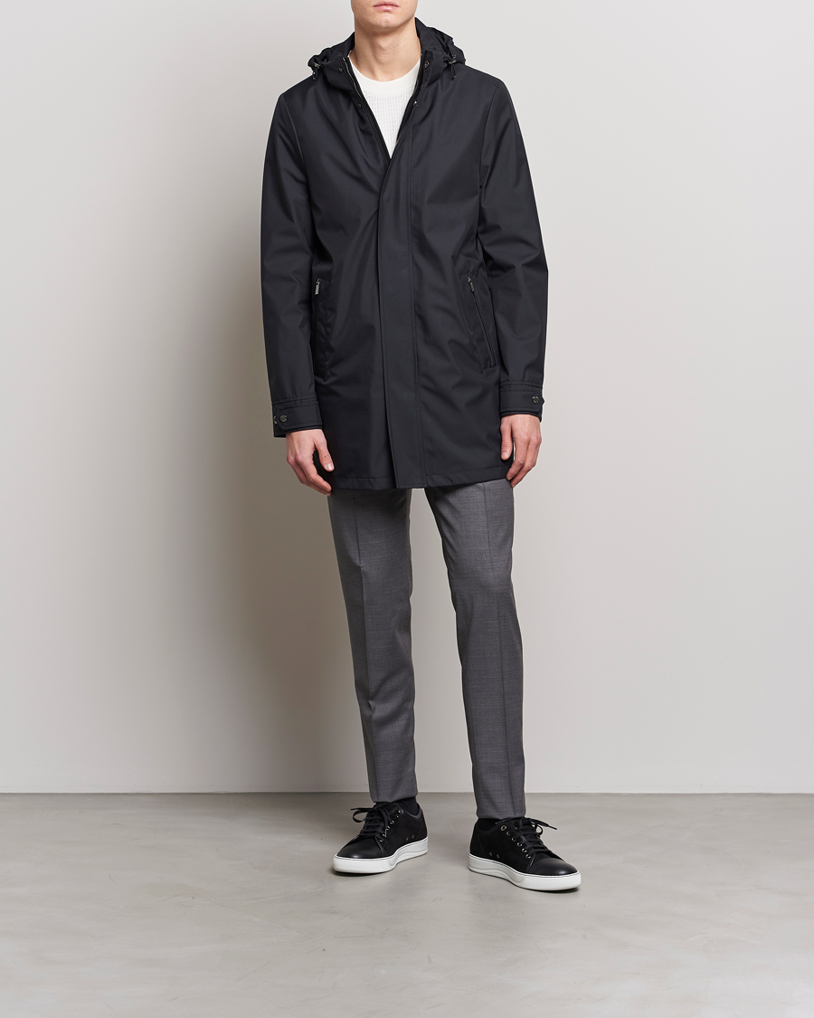 Heren | Jassen | MooRER | Waterproof Hooded Coat Dark Blue