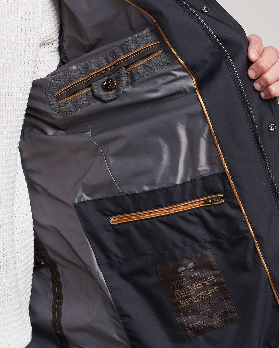 Heren | Jassen | MooRER | Waterproof Hooded Coat Dark Blue