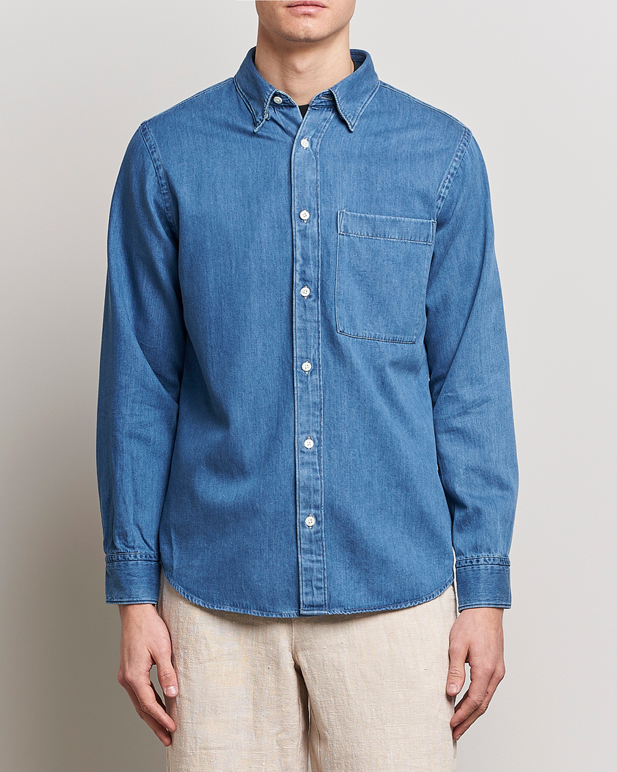 Heren | Overhemden | NN07 | Cohen Tencel Denim Shirt Medium Blue