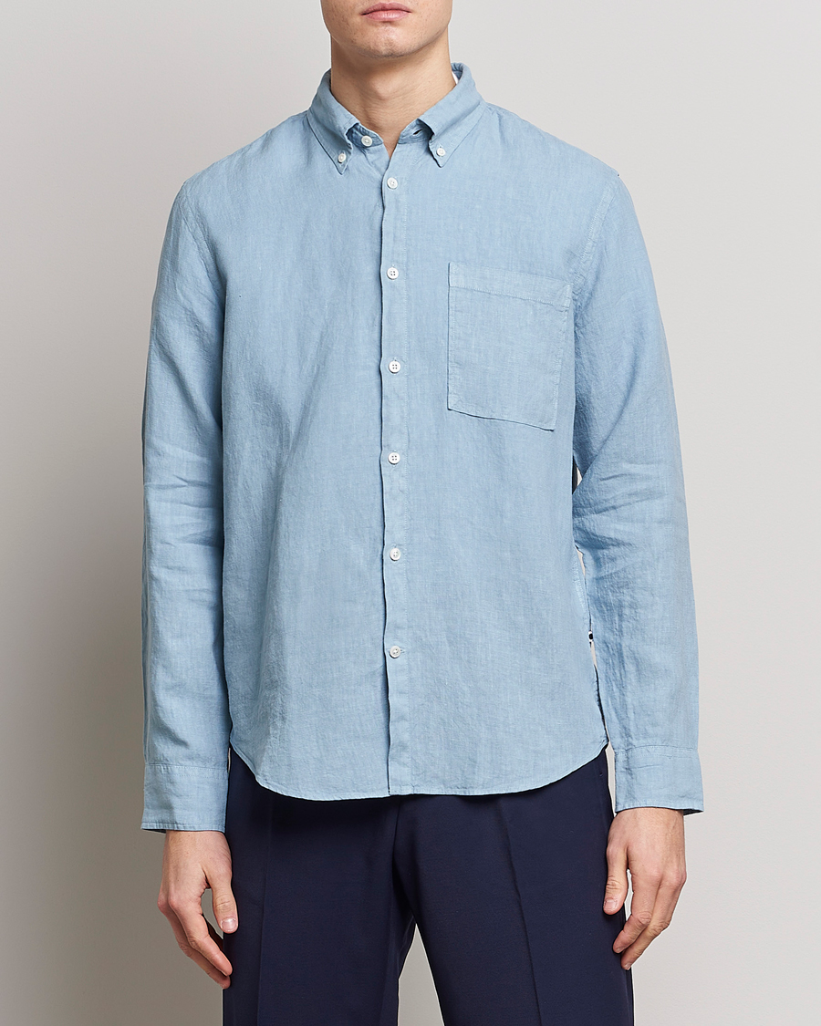 Heren | Overhemden | NN07 | Arne Linen Shirt Ashley Blue