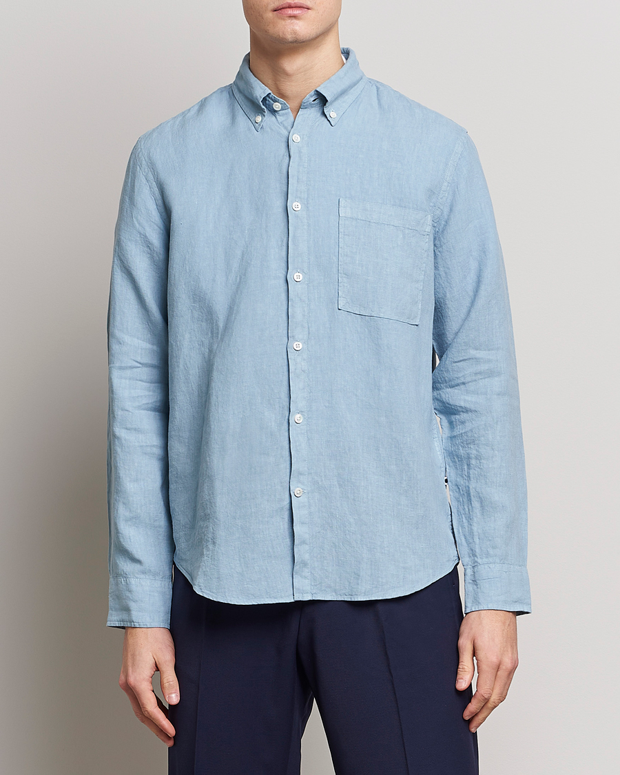 Heren | Afdelingen | NN07 | Arne Linen Shirt Ashley Blue