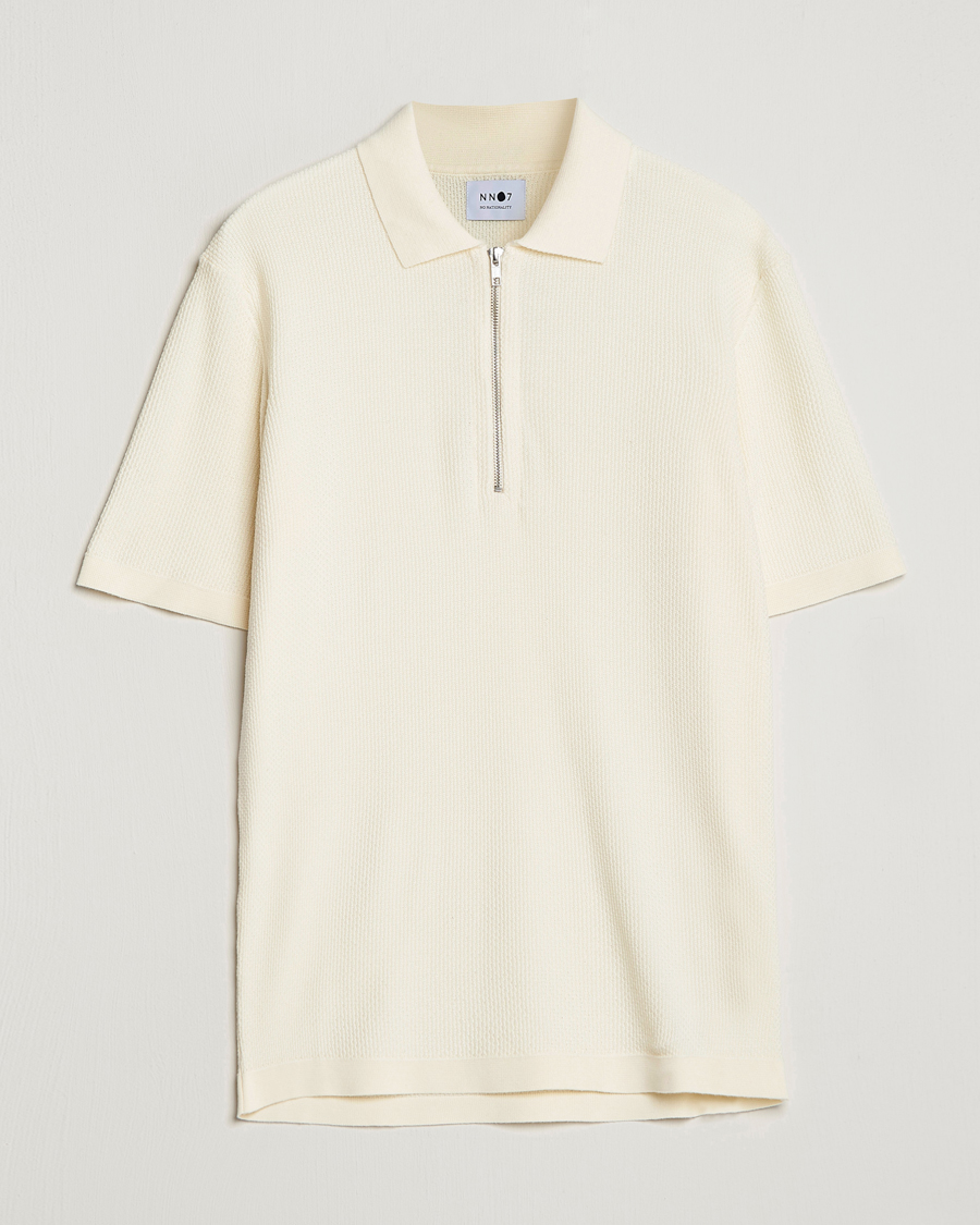Heren | Polo's | NN07 | Hansie Structured Zip Polo Ecru