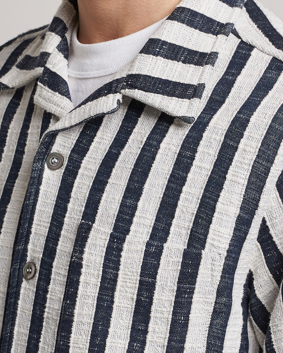 Heren | Overhemden | NN07 | Julio Striped Short Sleeve Shirt Navy/White