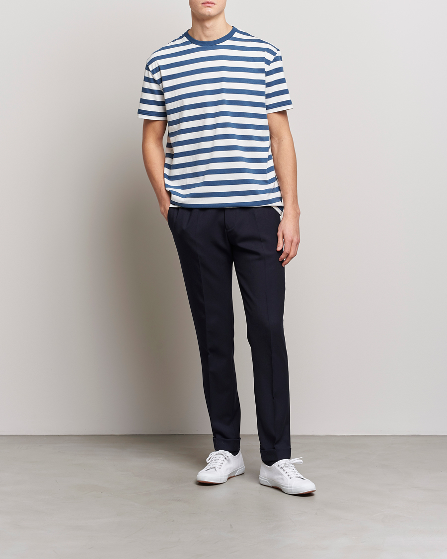 Heren | T-shirts | Polo Ralph Lauren | Brushed Spa Jersey Striped Crew Neck T-Shirt White/Blue