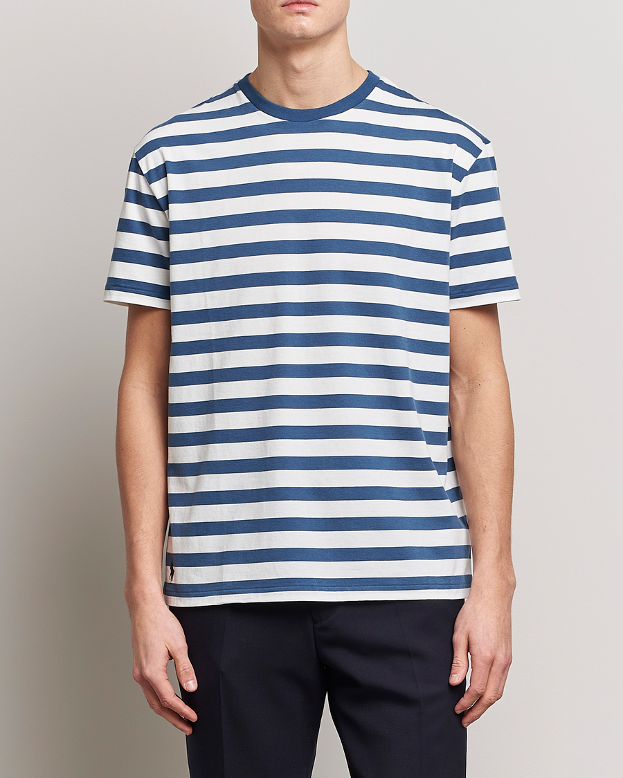 Heren | T-shirts | Polo Ralph Lauren | Brushed Spa Jersey Striped Crew Neck T-Shirt White/Blue