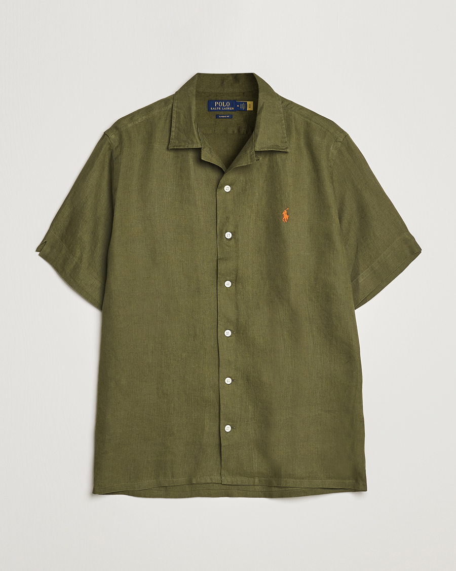 Heren | Overhemden | Polo Ralph Lauren | Linen Camp Collar Short Sleeve Shirt Dark Sage