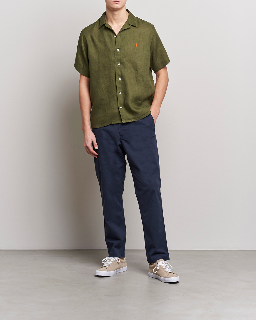 Heren | Overhemden | Polo Ralph Lauren | Linen Camp Collar Short Sleeve Shirt Dark Sage