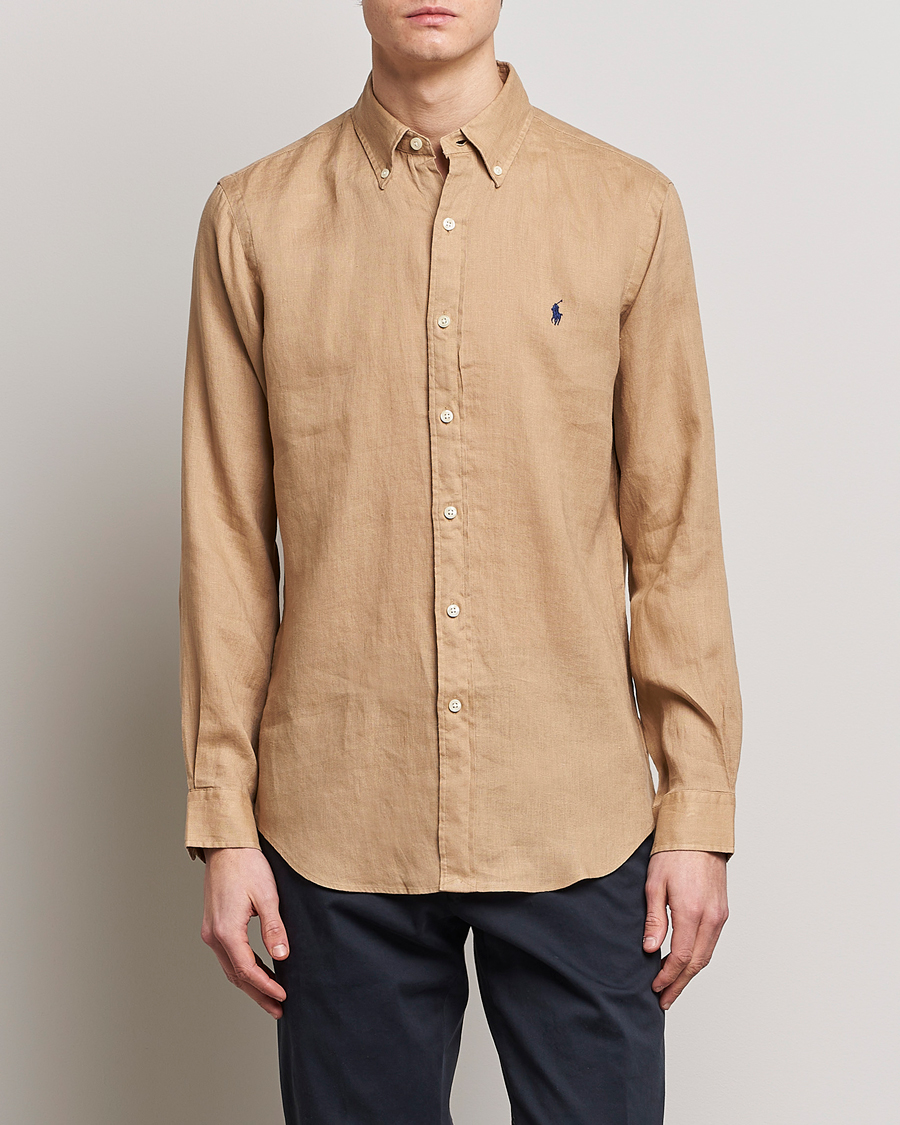Heren | Alla produkter | Polo Ralph Lauren | Custom Fit Linen Button Down Vintage Khaki
