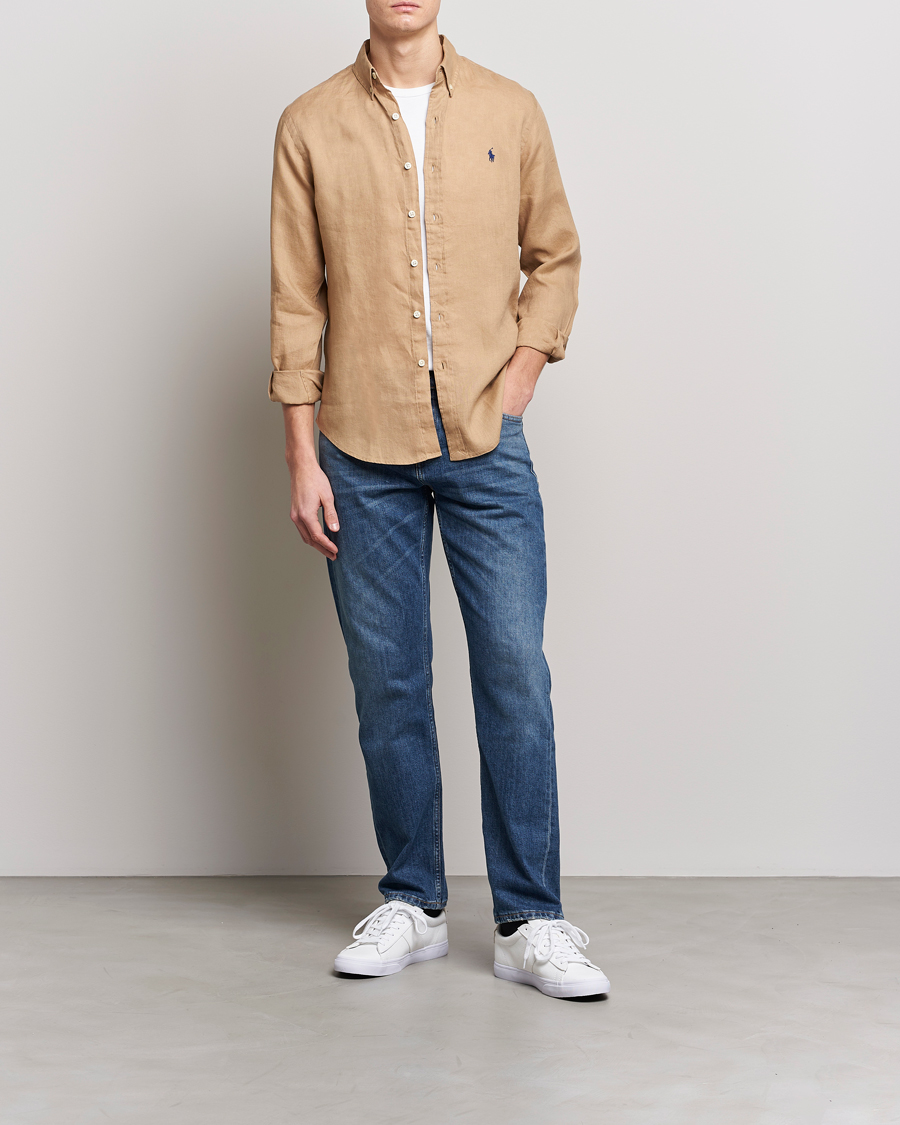 Heren | Overhemden | Polo Ralph Lauren | Slim Fit Linen Button Down Shirt Vintage Khaki