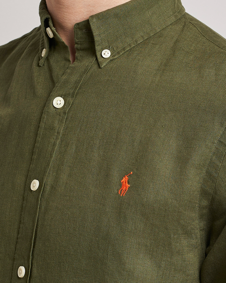 Heren | Overhemden | Polo Ralph Lauren | Slim Fit Linen Button Down Shirt Dark Sage
