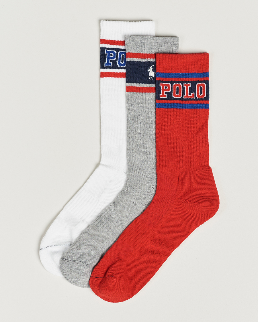 Heren | Ondergoed | Polo Ralph Lauren | Varsity 3-Pack Sock Red/Grey/White