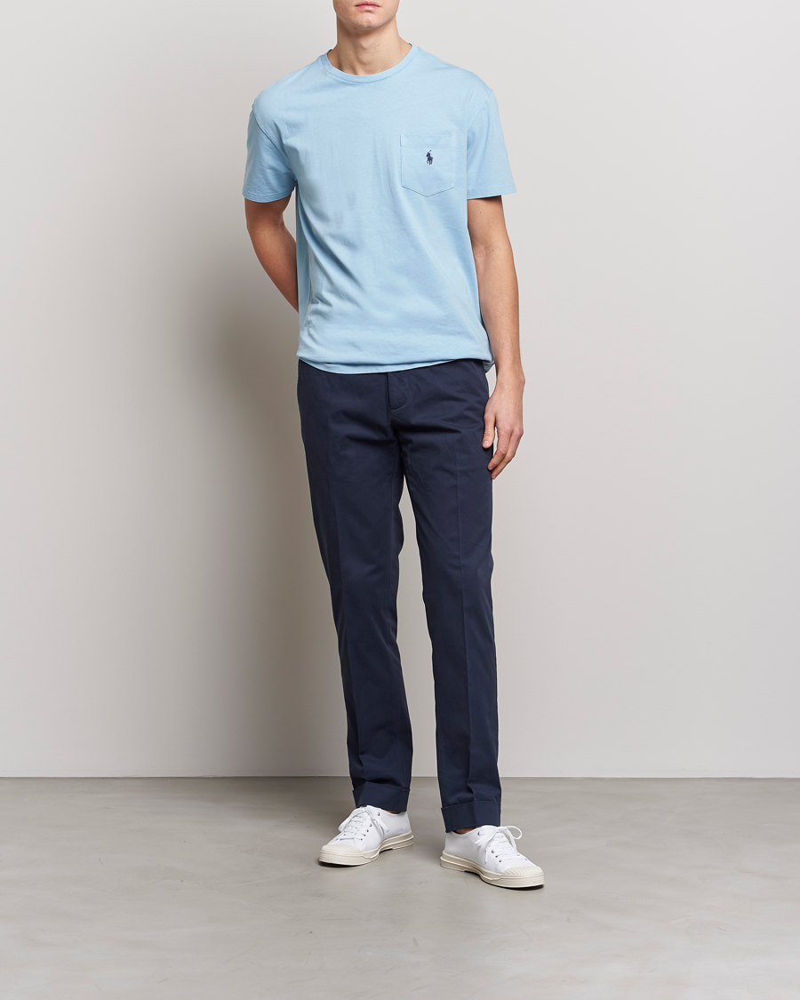 Heren | T-shirts | Polo Ralph Lauren | Cotton/Linen Crew Neck T-Shirt Powder Blue