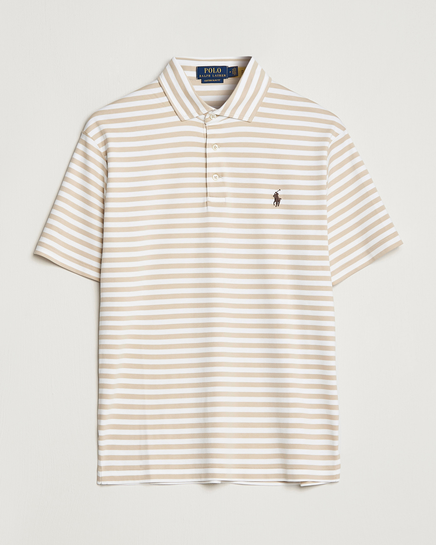 Heren | Polo's | Polo Ralph Lauren | Luxury Pima Cotton Striped Polo Beige/White