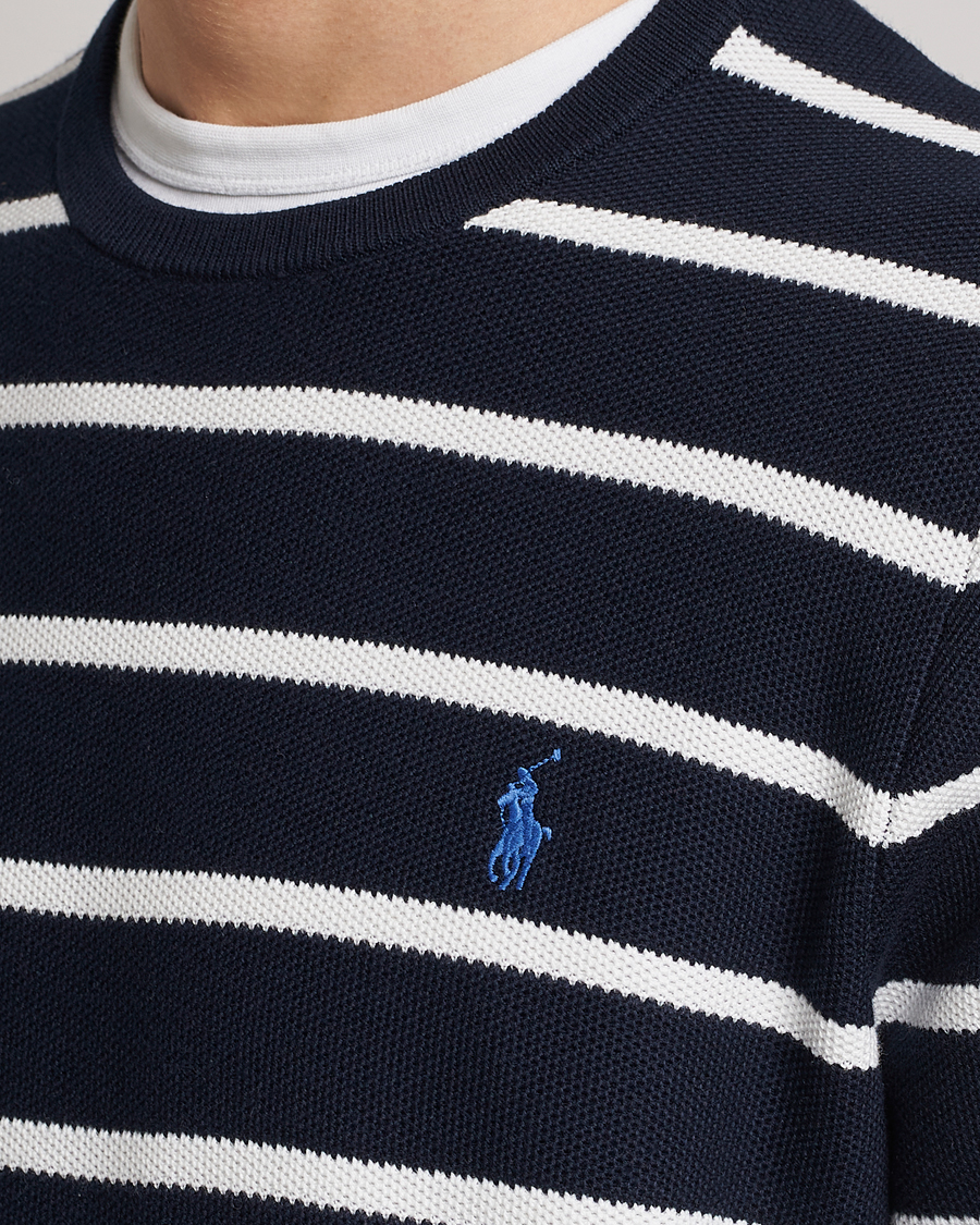 Heren | Truien | Polo Ralph Lauren | Textured Striped Crew Neck Sweater Navy/White