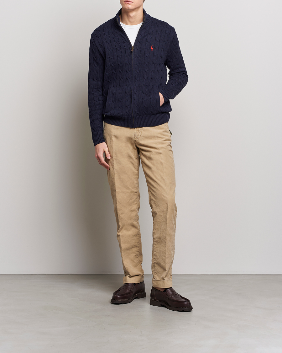 Heren | Truien | Polo Ralph Lauren | Cable Knitted Full-Zip Hunter Navy