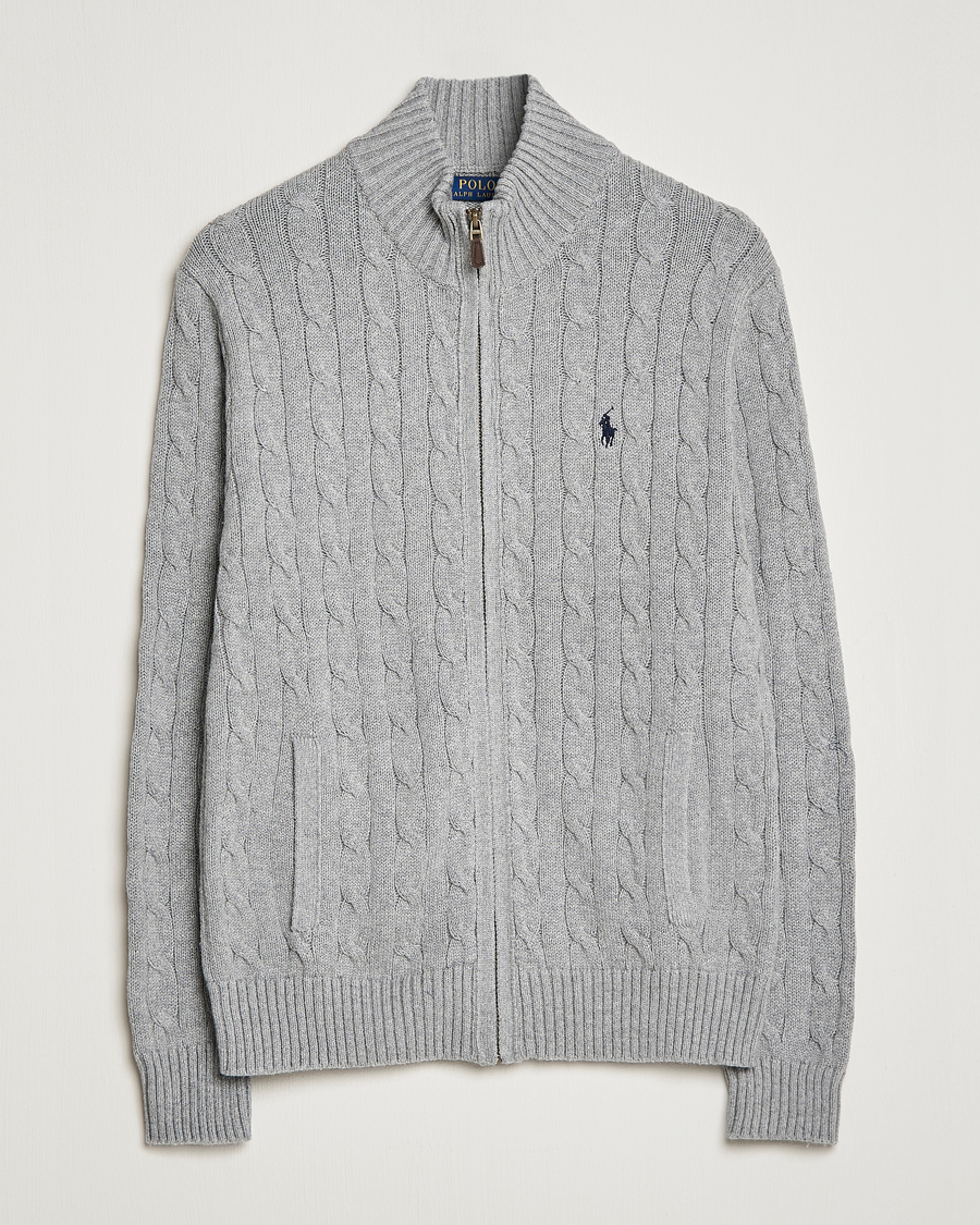 Heren | Truien | Polo Ralph Lauren | Cotton Cable Full Zip Fawn Grey Heather