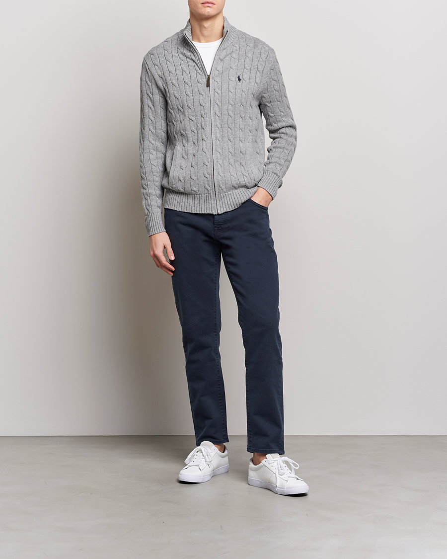 Heren | Truien | Polo Ralph Lauren | Cotton Cable Full Zip Fawn Grey Heather