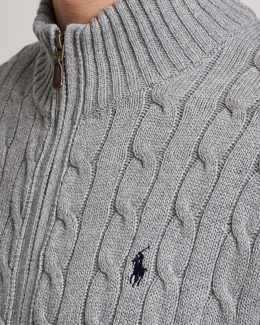 Heren | Truien | Polo Ralph Lauren | Cotton Cable Full Zip Fawn Grey Heather