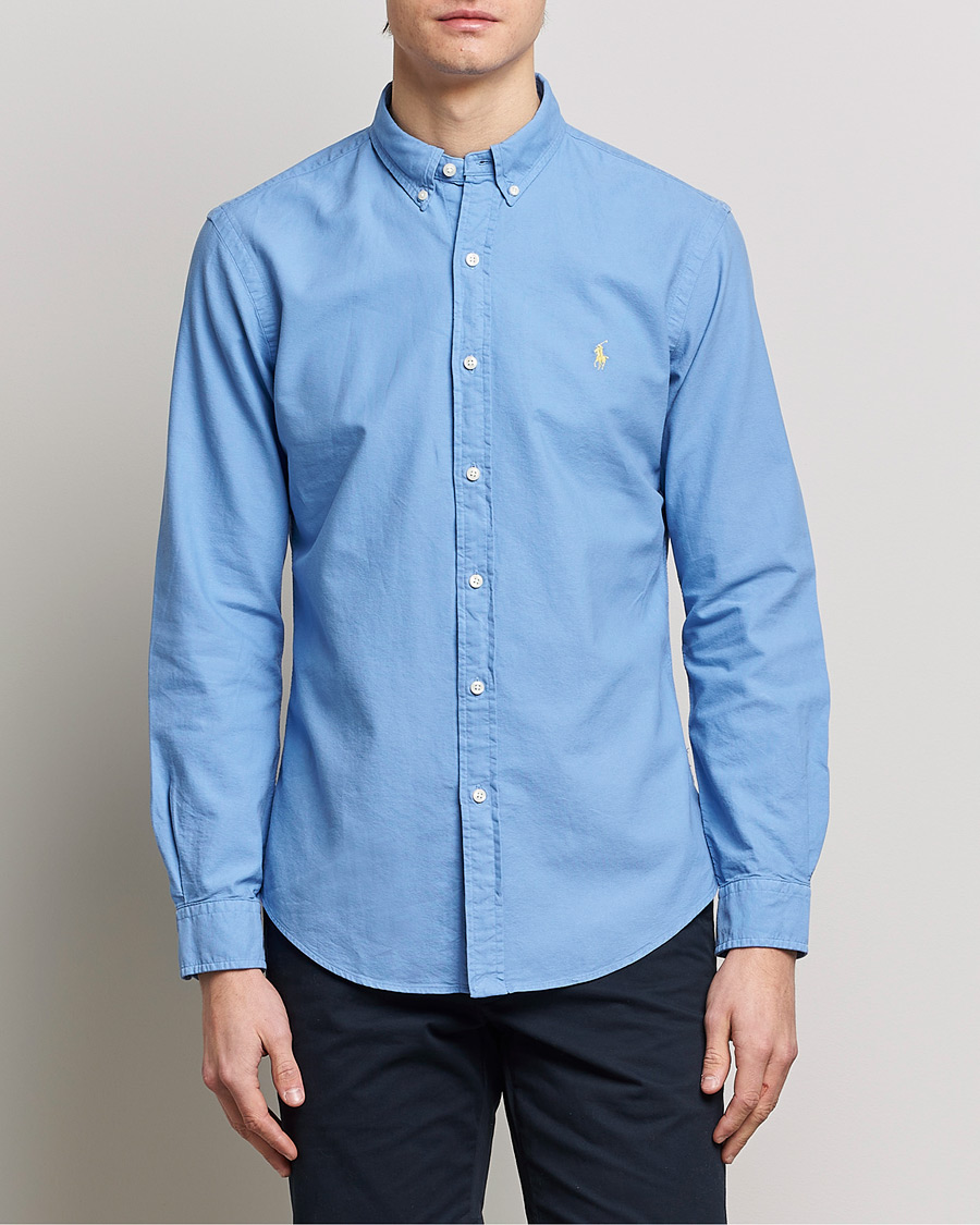 Heren | Oxford overhemden | Polo Ralph Lauren | Slim Fit Garment Dyed Oxford Shirt Blue