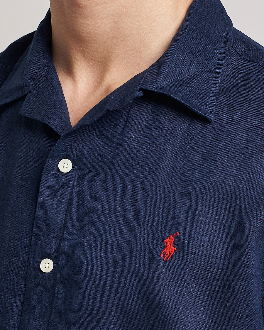 Heren | Overhemden | Polo Ralph Lauren | Linen Camp Collar Short Sleeve Shirt Newport Navy