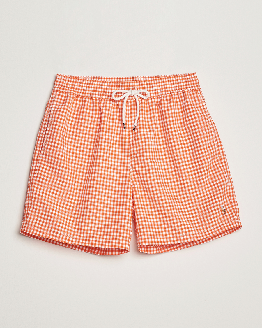 Heren | Zwembroek | Polo Ralph Lauren | Traveler Gingham Swimshorts Sailing Orange