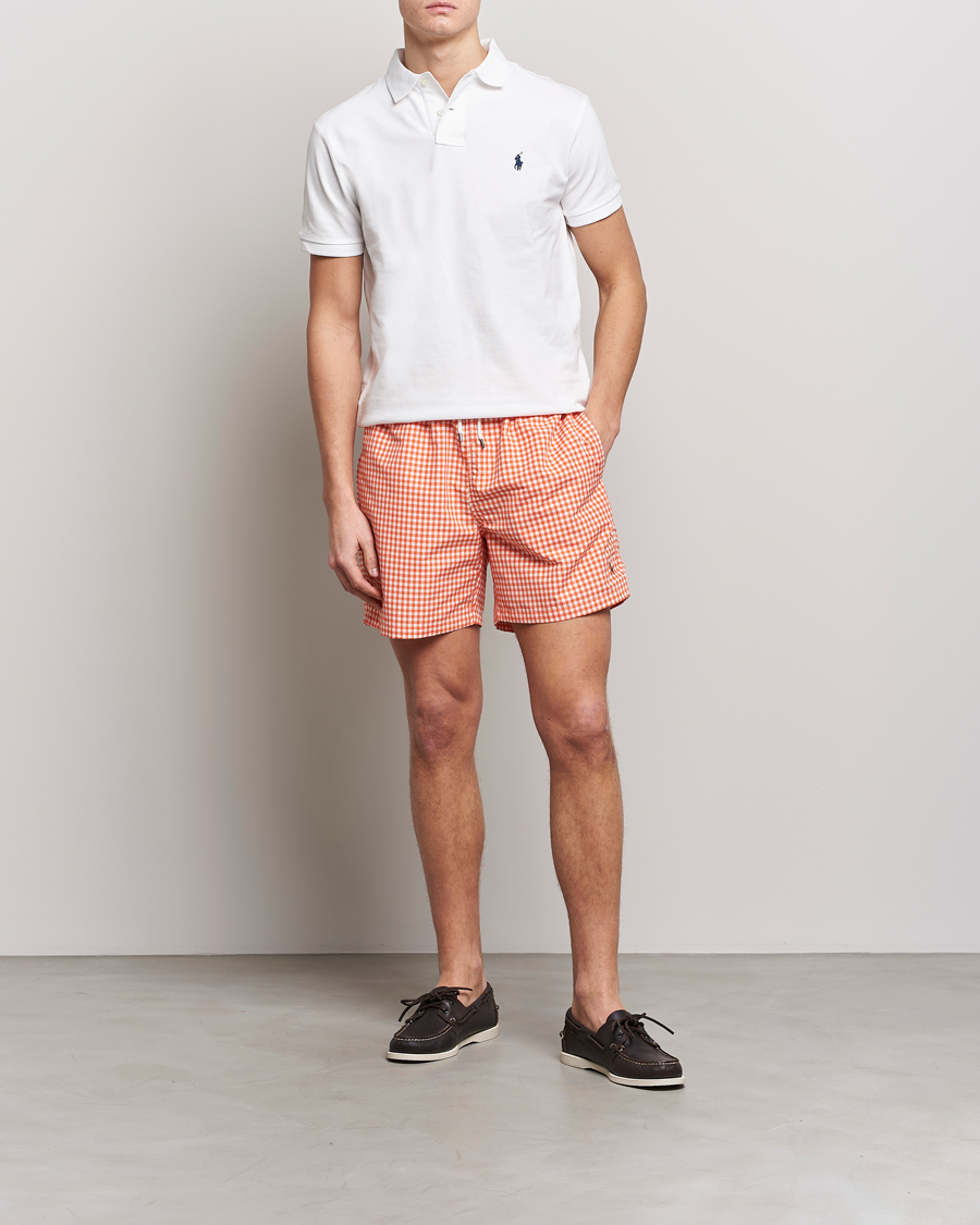 Heren | Zwembroek | Polo Ralph Lauren | Traveler Gingham Swimshorts Sailing Orange