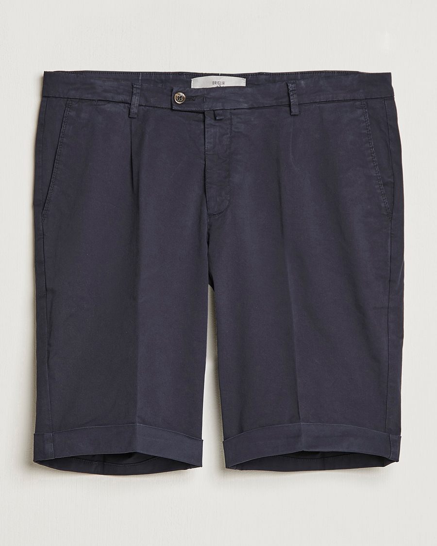 Heren | Korte broek | Briglia 1949 | Pleated Cotton Shorts Navy