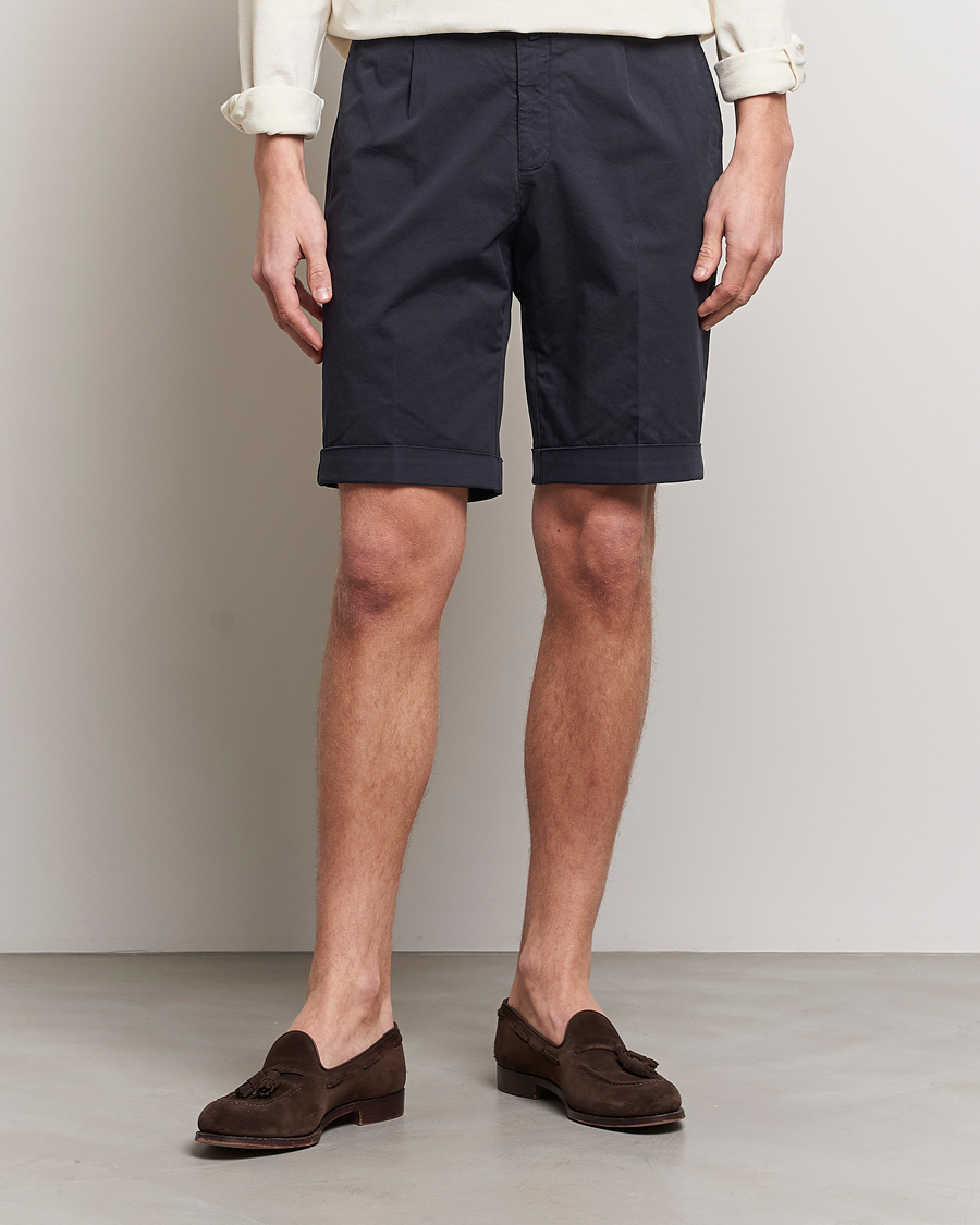 Heren | Korte broek | Briglia 1949 | Pleated Cotton Shorts Navy