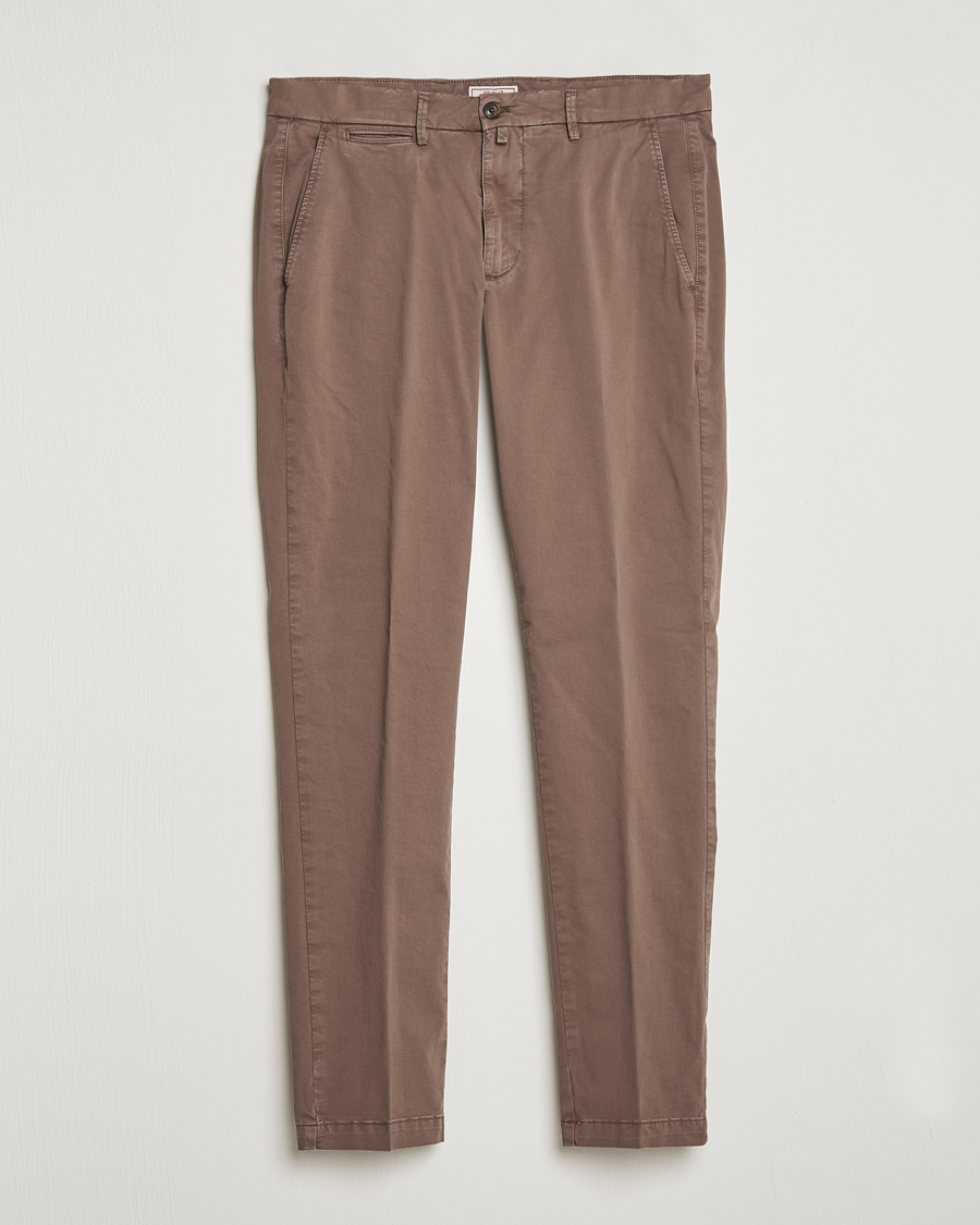 Heren | Broeken | Briglia 1949 | Tapered Fit Cotton Twill Stretch Chinos Brown