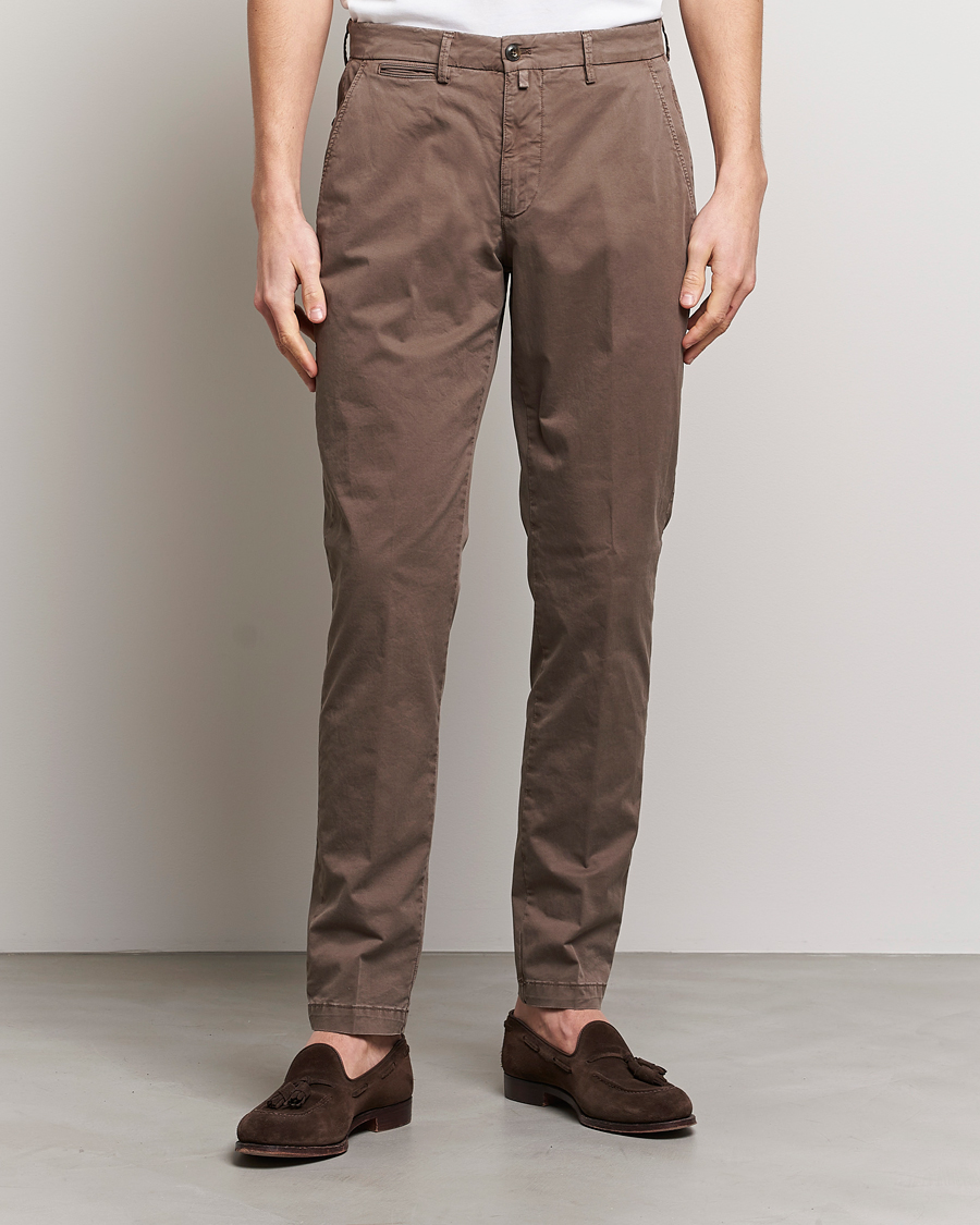 Heren | Broeken | Briglia 1949 | Tapered Fit Cotton Twill Stretch Chinos Brown