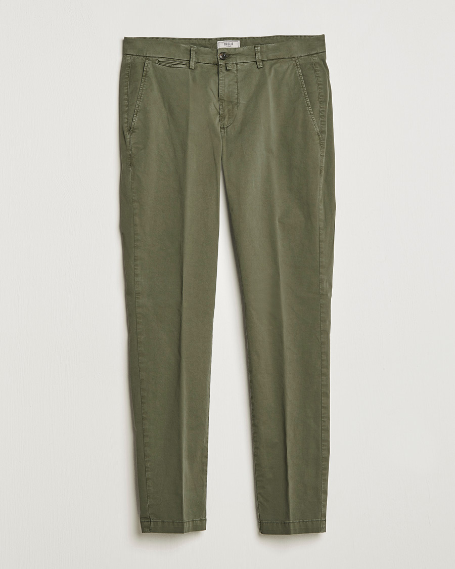 Heren | Broeken | Briglia 1949 | Tapered Fit Cotton Twill Stretch Chinos Olive