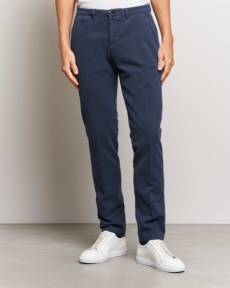 Heren | Broeken | Briglia 1949 | Slim Fit Diagonal Cotton Stretch Trousers Navy