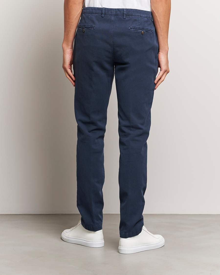 Heren | Broeken | Briglia 1949 | Slim Fit Diagonal Cotton Stretch Trousers Navy