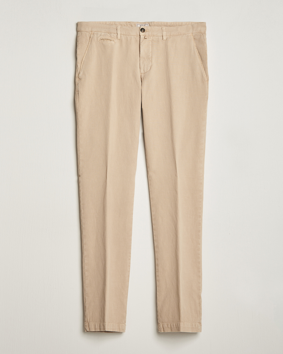 Heren | Broeken | Briglia 1949 | Slim Fit Diagonal Cotton Stretch Trousers Beige