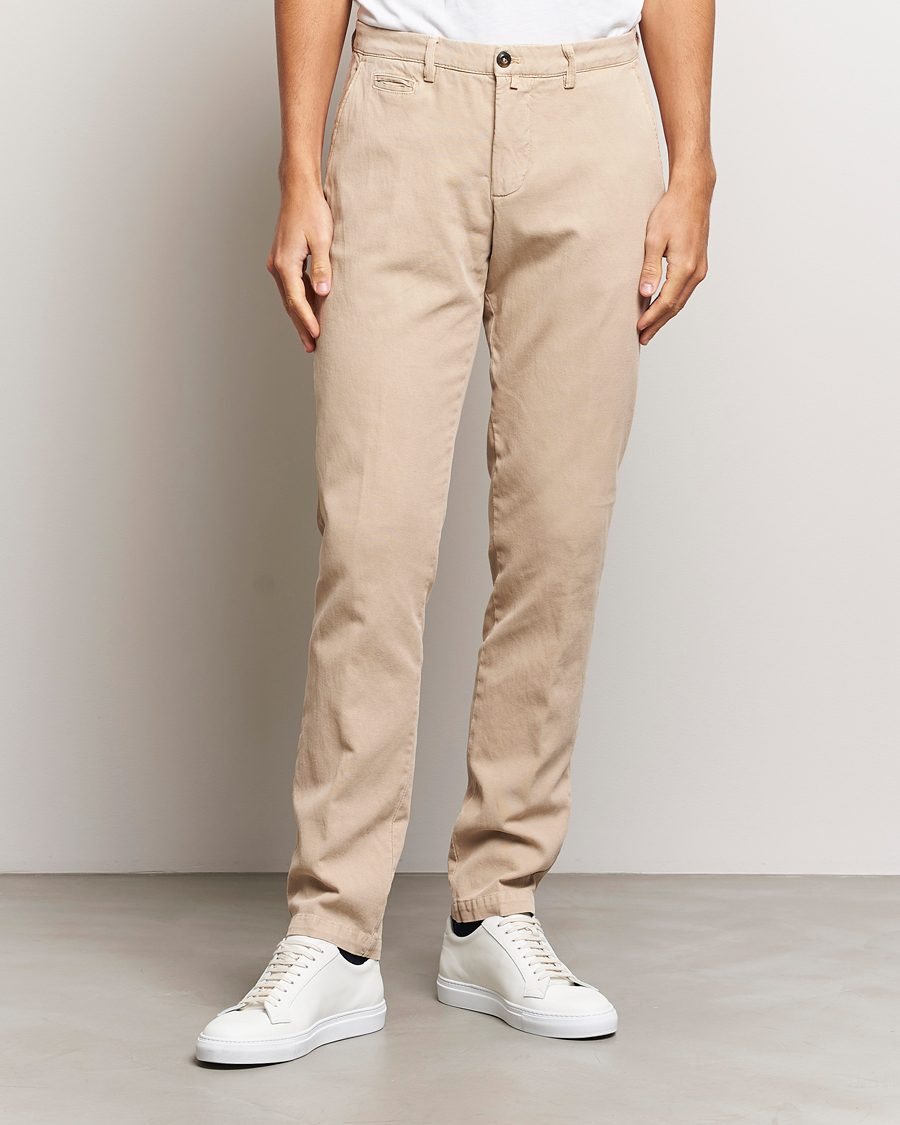 Heren | Broeken | Briglia 1949 | Slim Fit Diagonal Cotton Stretch Trousers Beige