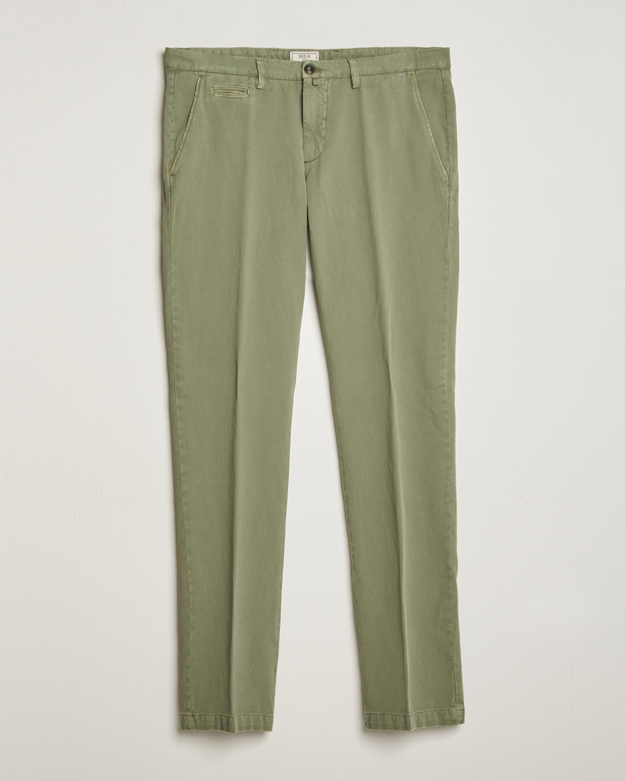 Heren | Broeken | Briglia 1949 | Slim Fit Diagonal Cotton Stretch Trousers Olive