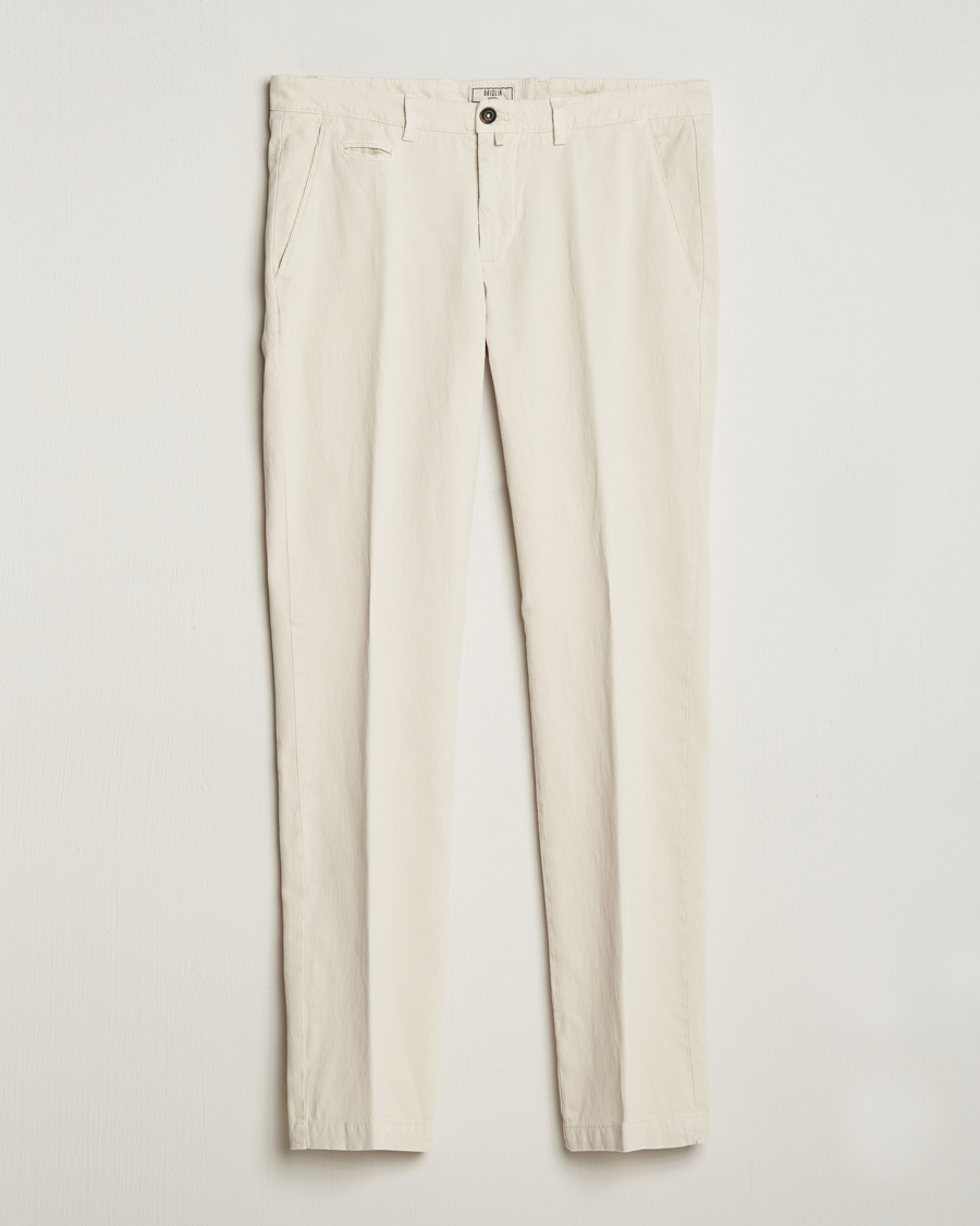 Heren | Broeken | Briglia 1949 | Slim Fit Diagonal Cotton Stretch Trousers Cream