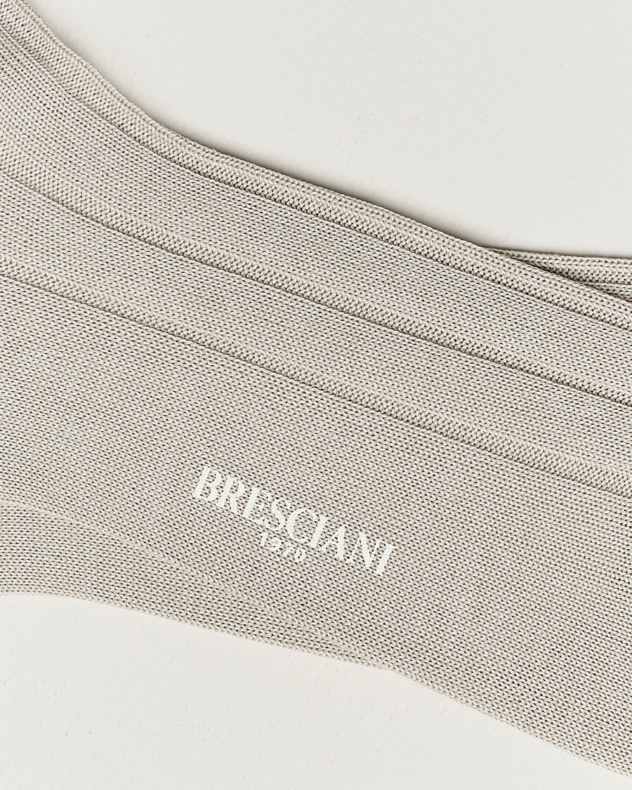 Heren |  | Bresciani | Wide Ribbed Cotton Socks Off White