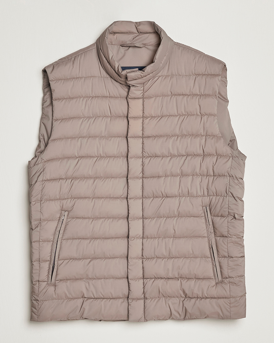 Heren | Jassen | Herno | Nuage Matt Nylon Vest Taupe