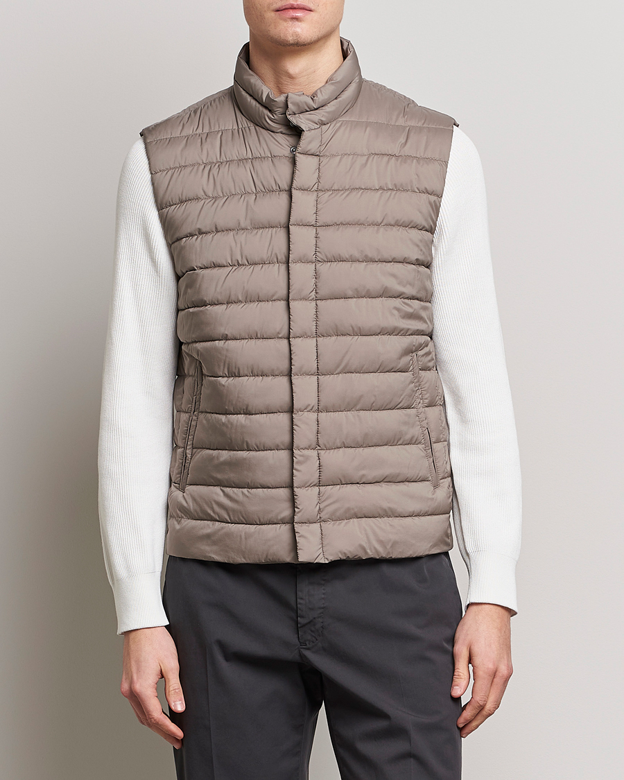 Heren | Jassen | Herno | Nuage Matt Nylon Vest Taupe