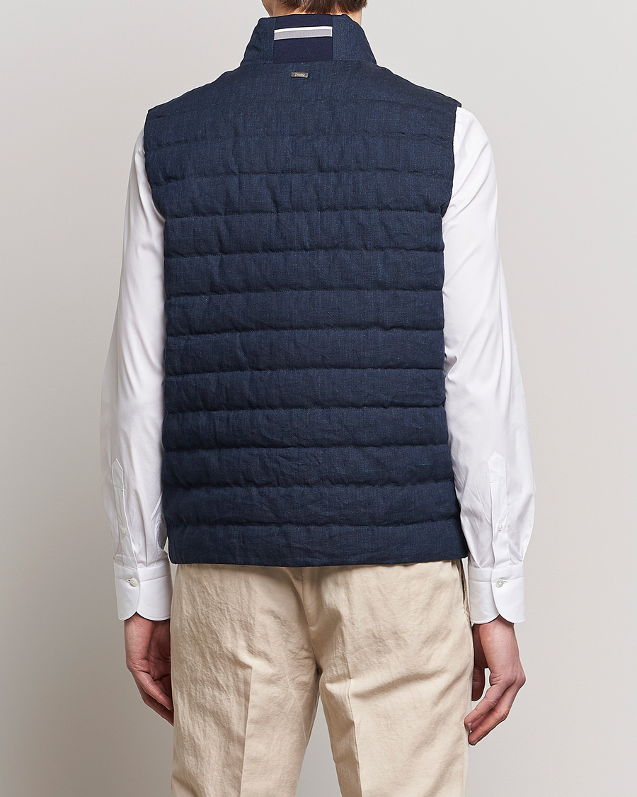 Heren | Gilets | Herno | Padded Linen Vest Navy