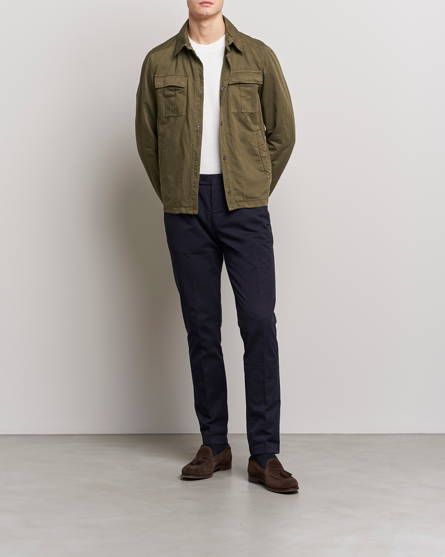 Heren | Jassen | Herno | Washed Cotton/Linen Shirt Jacket Army Green