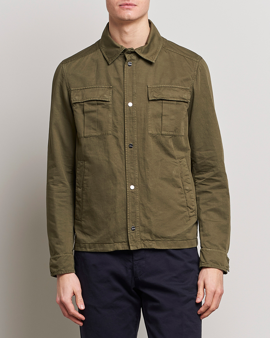 Heren | Jassen | Herno | Washed Cotton/Linen Shirt Jacket Army Green
