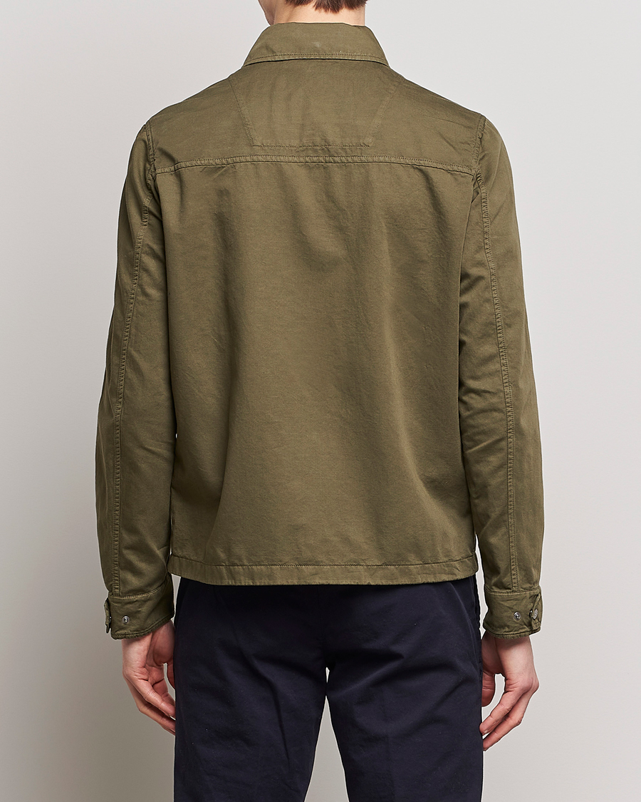 Heren | Jassen | Herno | Washed Cotton/Linen Shirt Jacket Army Green