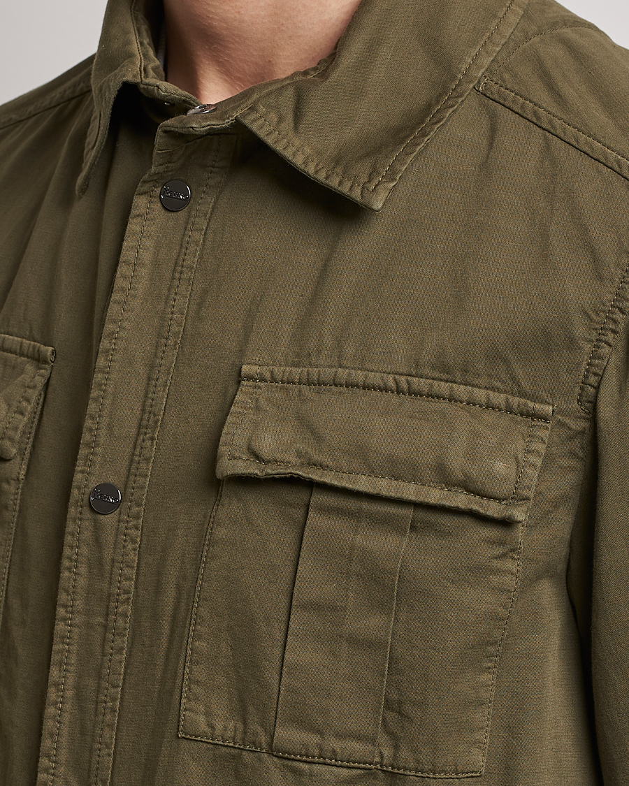 Heren | Jassen | Herno | Washed Cotton/Linen Shirt Jacket Army Green