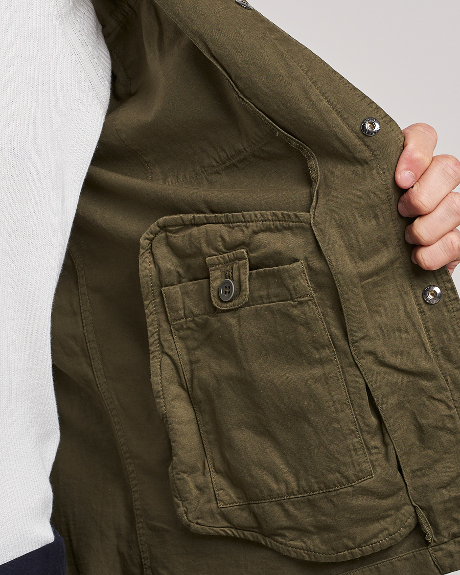 Heren | Jassen | Herno | Washed Cotton/Linen Shirt Jacket Army Green