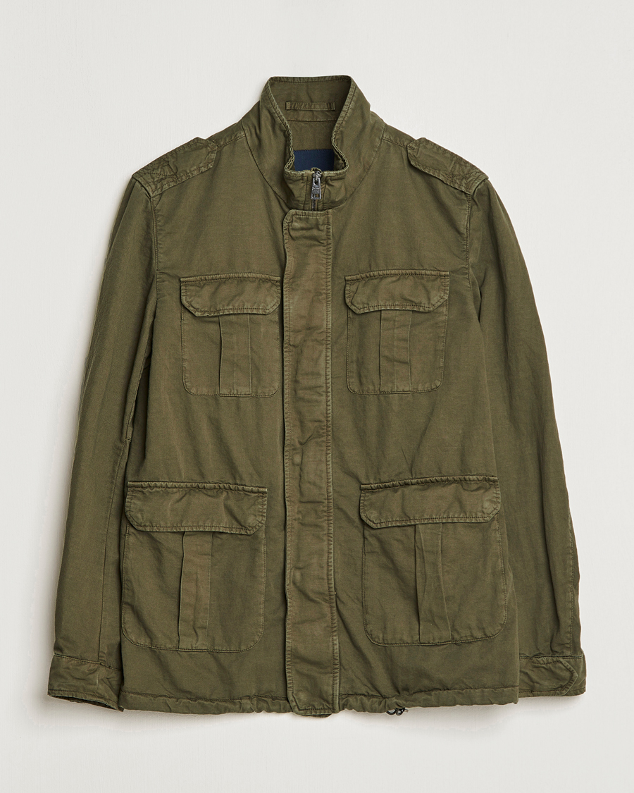 Heren | Herno | Herno | Washed Cotton/Linen Field Jacket Army Green
